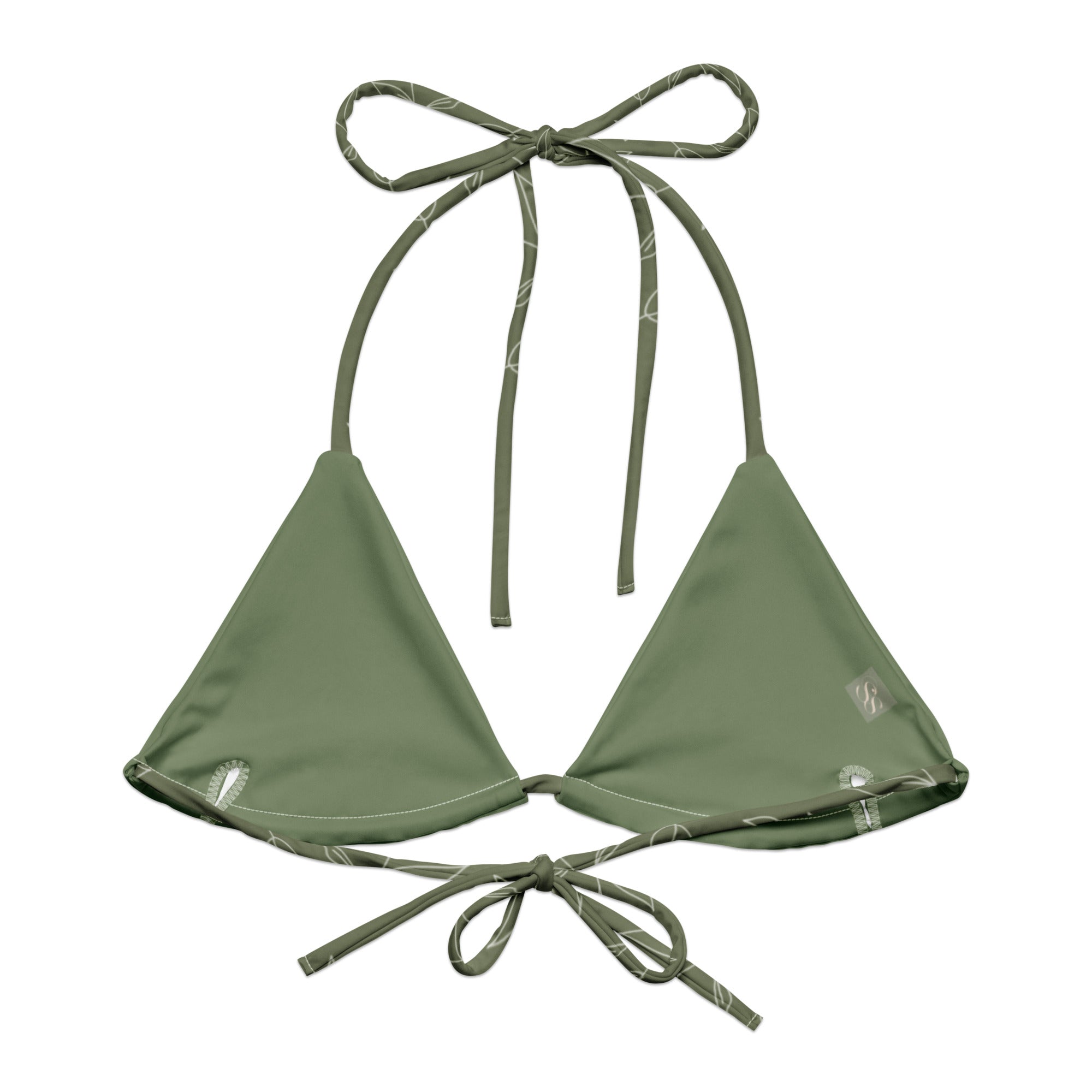 A luxurious olive and ivory coloured bikini set, perfect for a touch of sophistication at the pool or beach. The bikini features a flattering and comfortable fit, making it ideal for swimming, sunbathing, or poolside lounging.